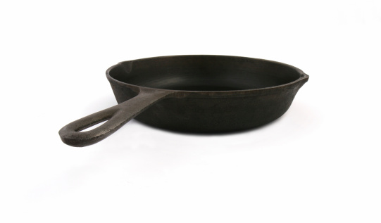 Cast iron frying pan.
