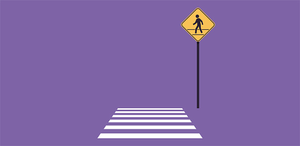 Pedestrian sign and traffic road sign flat vector illustration.