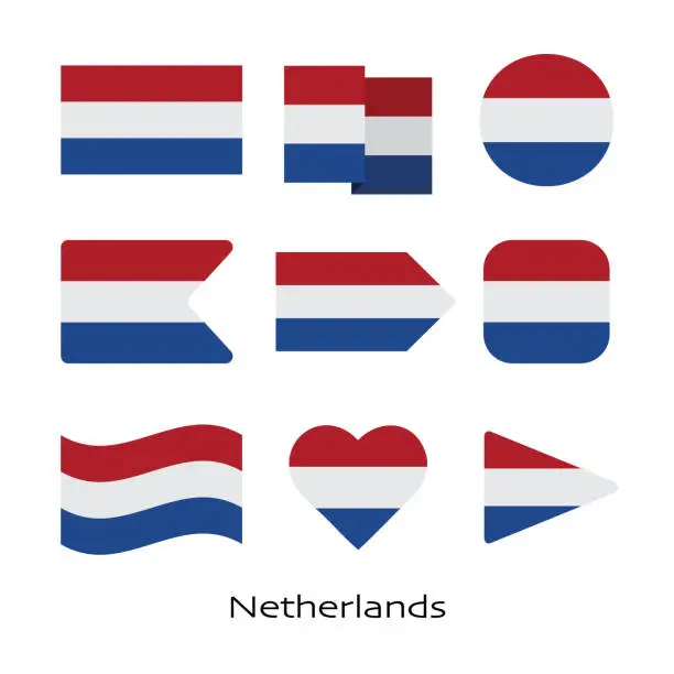 Vector illustration of Netherlands flag icon set