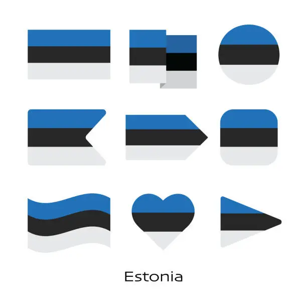 Vector illustration of Estonia flag icon set