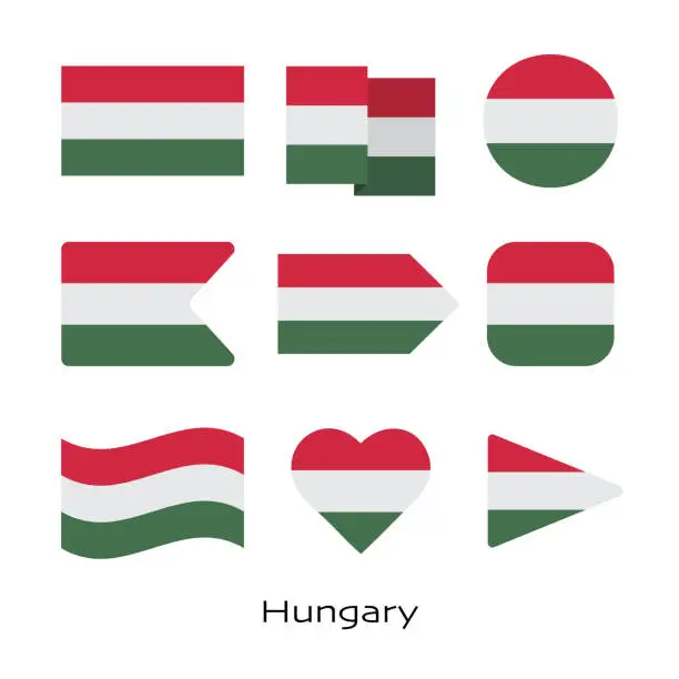 Vector illustration of Hungary flag icon set