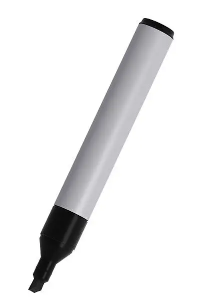 Photo of Large black marker with blank white case at a vertical angle