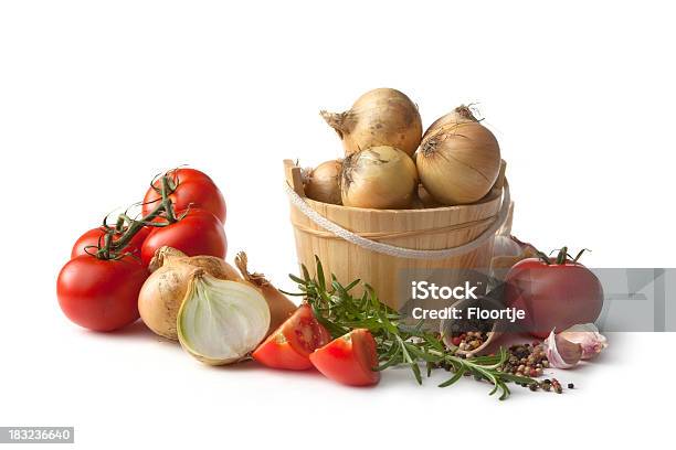 Składniki Pomidor Cebula Rozmaryn Czosnek Pieprz - zdjęcia stockowe i więcej obrazów Cebula