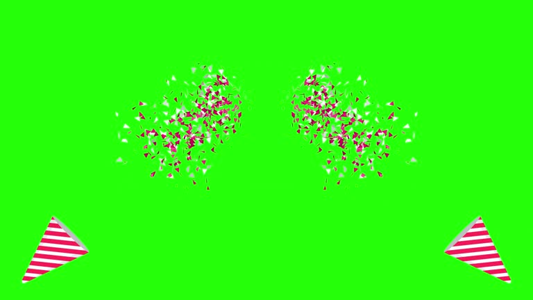 Party popper animation. Animated colorful confetti explosion.