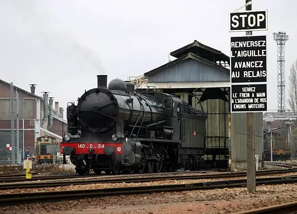 steamtrain and railway sign