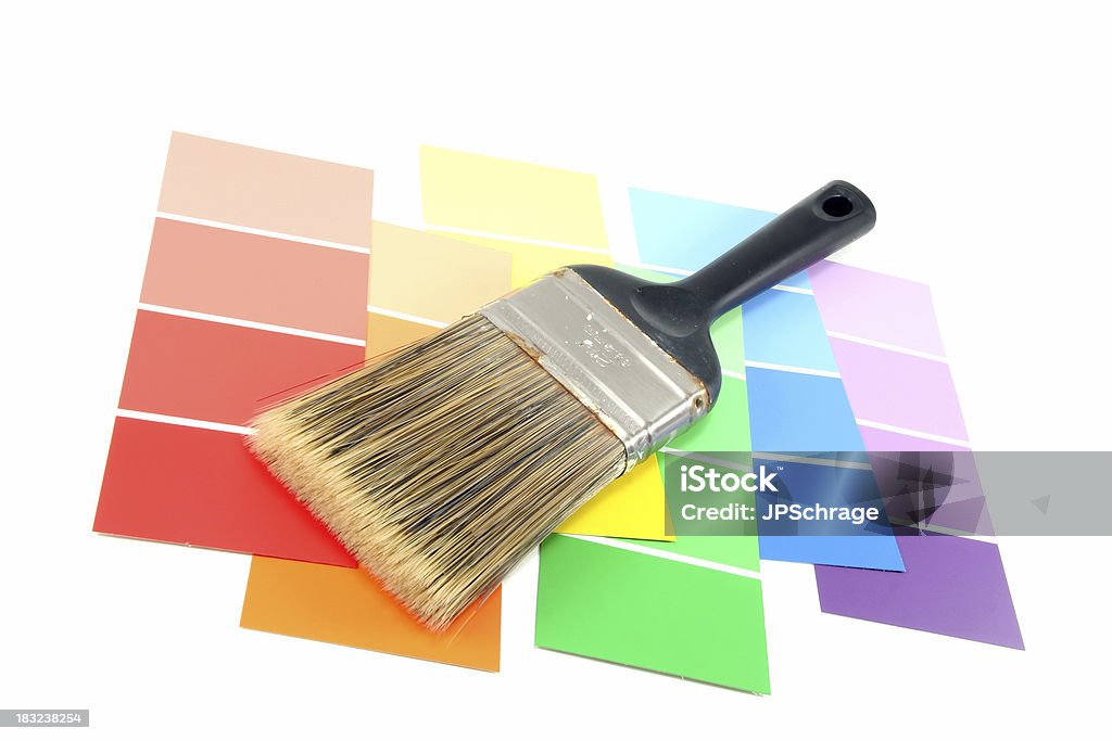 Paint Brush über Malerei-Chips - Lizenzfrei Malfarbe Stock-Foto