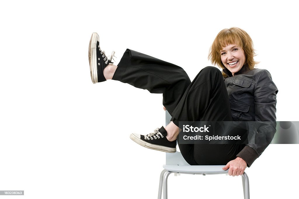 Anca di donna con un grande sorriso - Foto stock royalty-free di Abbigliamento casual