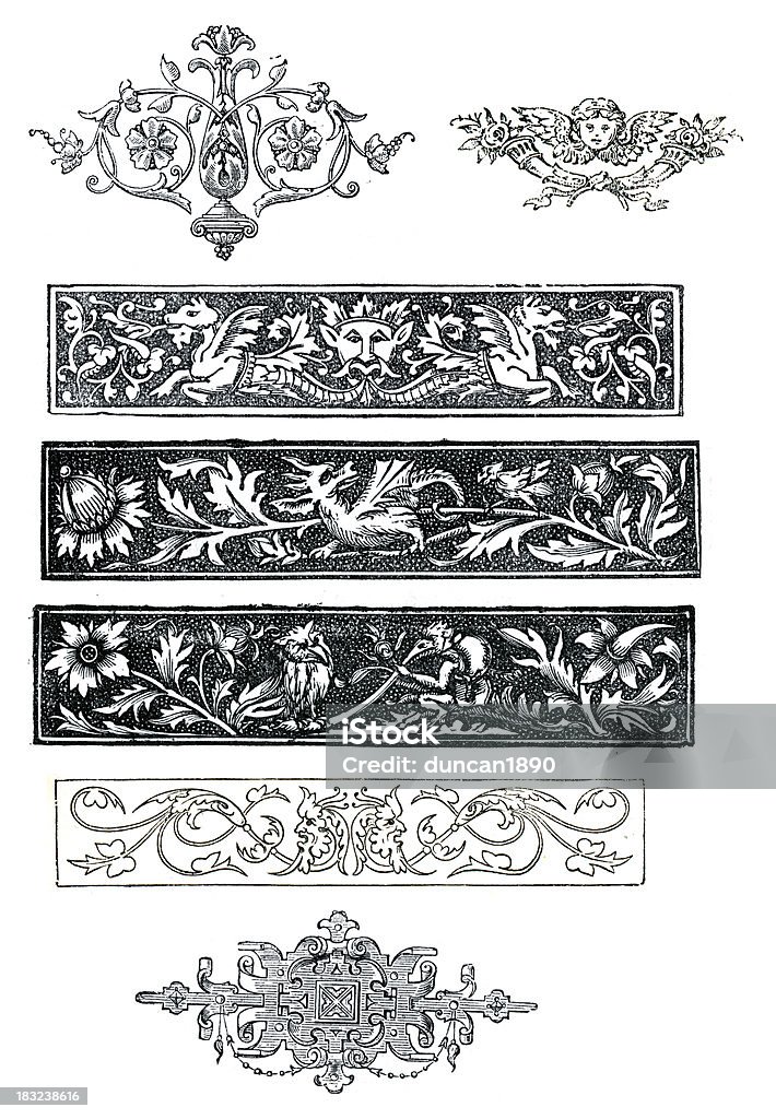 Retro Victorian Design Elements Collection of retro design elemets and banners Paranormal stock illustration