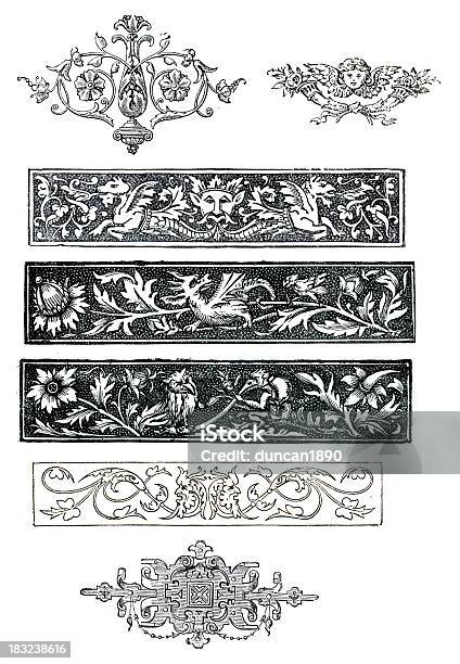 Retro Victorian Design Elements Stock Illustration - Download Image Now - Paranormal, Dragon, Retro Style