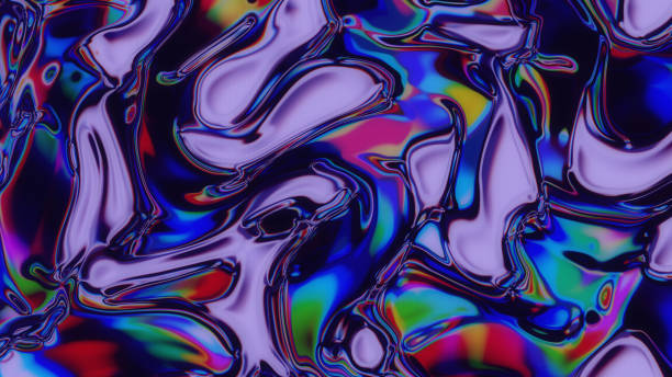 istock Abstract Chromatic fluid waves, iridescent holographic foil, with LED Texture background  for branding and product presentation. High quality details 1832387071