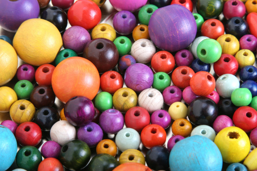 wooden beads close up