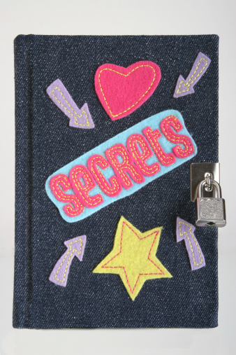 diary close up with secrets sign on it