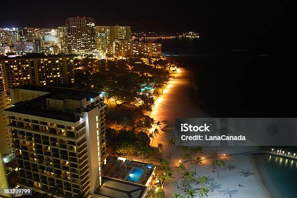 La Playa De Waikiki Hoteles De Hawai Foto de stock y más banco de imágenes de Aire libre - Aire libre, Anochecer, Arquitectura