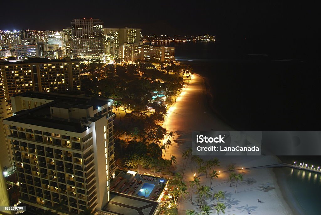 Spiaggia di Waikiki, hotel, Hawaii - Foto stock royalty-free di Albergo