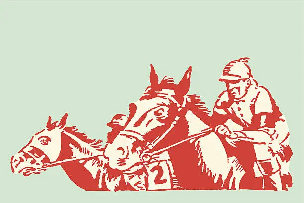 Vector illustration of Jockeys and Horses in Race