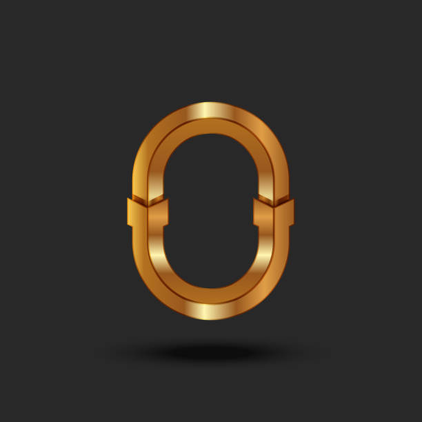 istock Golden 3d letter O  monogram, creative identity mark, metallic faceted gold calligraphic business card emblem. 1832399264