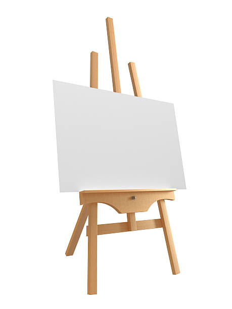 Blank canvas on large wooden easel Wooden Easel easel stock pictures, royalty-free photos & images