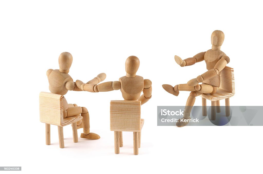 Não! Este argumento não é correcto -wooden Manequins em discussão - Foto de stock de Manequim royalty-free