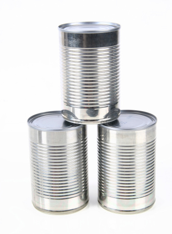 This is a picture of three tin cans.