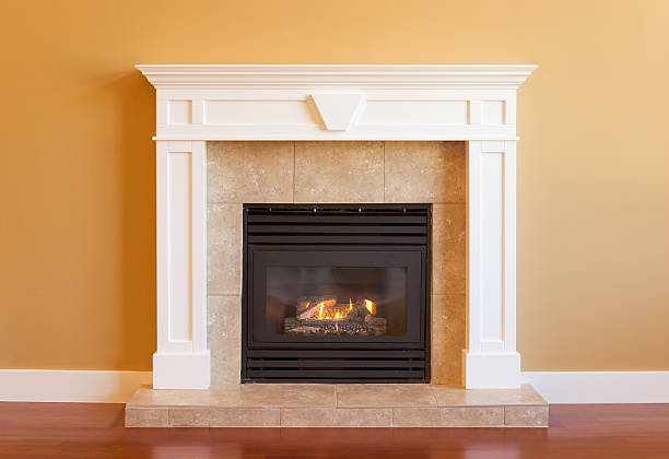 Elegant Gas Fireplace stock photo