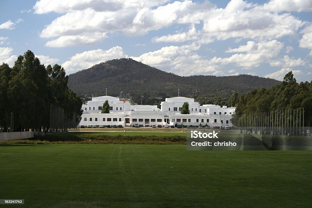 Old Australian Parliament house "The old Australian Parliament house in Canberra, ACT (Australian Capital Territory).This picture was taken from the front lawn of the new parliament house looking down to the old parliament house." Architecture Stock Photo