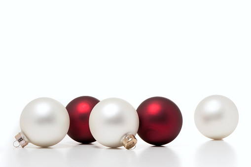 Red and White Glass Christmas Ball Ornaments