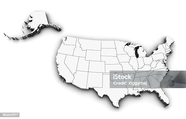 3 D Mapa Dos Eua - Fotografias de stock e mais imagens de Alabama - Alabama, Arizona, Arkansas