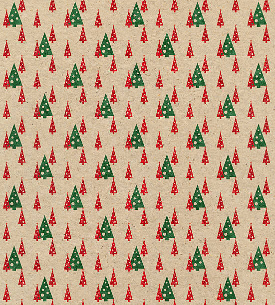 sapin de noël de papier brun avec motifs - christmas pattern paper seamless photos et images de collection