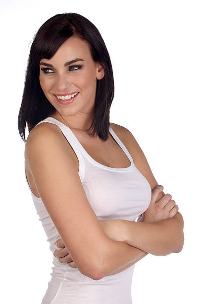 istock Friendly Girl in White T-shirt 183242746