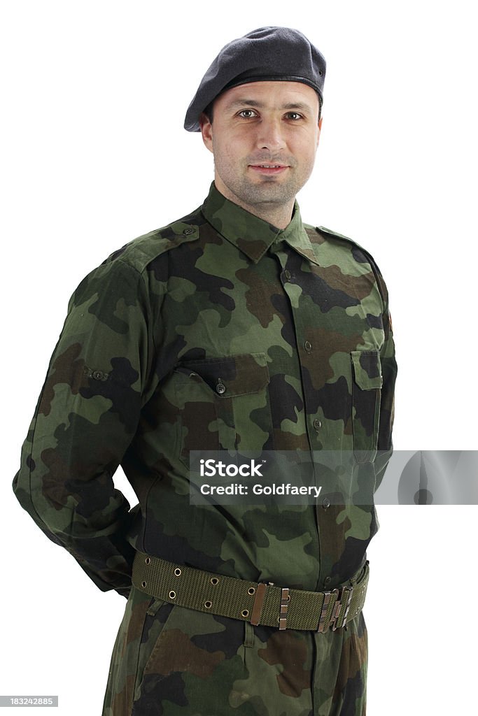 Soldado em fatigues uniformes. - Foto de stock de Boina royalty-free