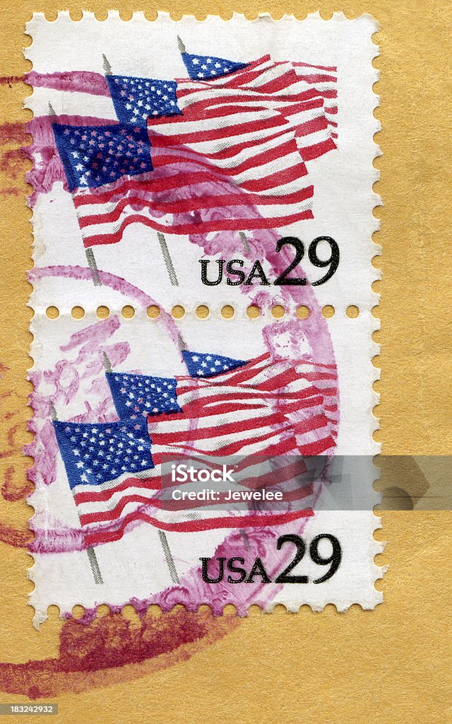 Degli Stati Uniti francobolli postali Six Flags - Foto stock royalty-free di Bandiera
