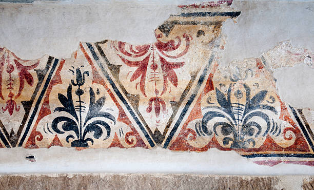 istock Very old fresco from painted monastery in Romania 183243454