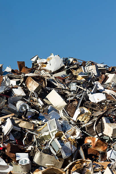 istock Metal Recycling Junkyard, Blue Sky Vertical, High Horizon 183243702