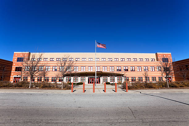 lionel hampton elegantes y escuela de artes escénicas en ashburn, chicago - american flag architectural feature architecture chicago fotografías e imágenes de stock