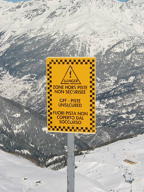 istock Yellow danger piste warning sign 183244071