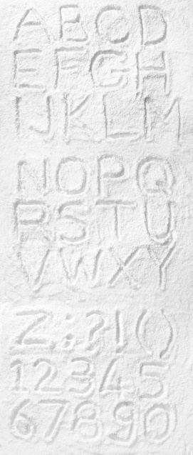 Handwritten snow alphabet.