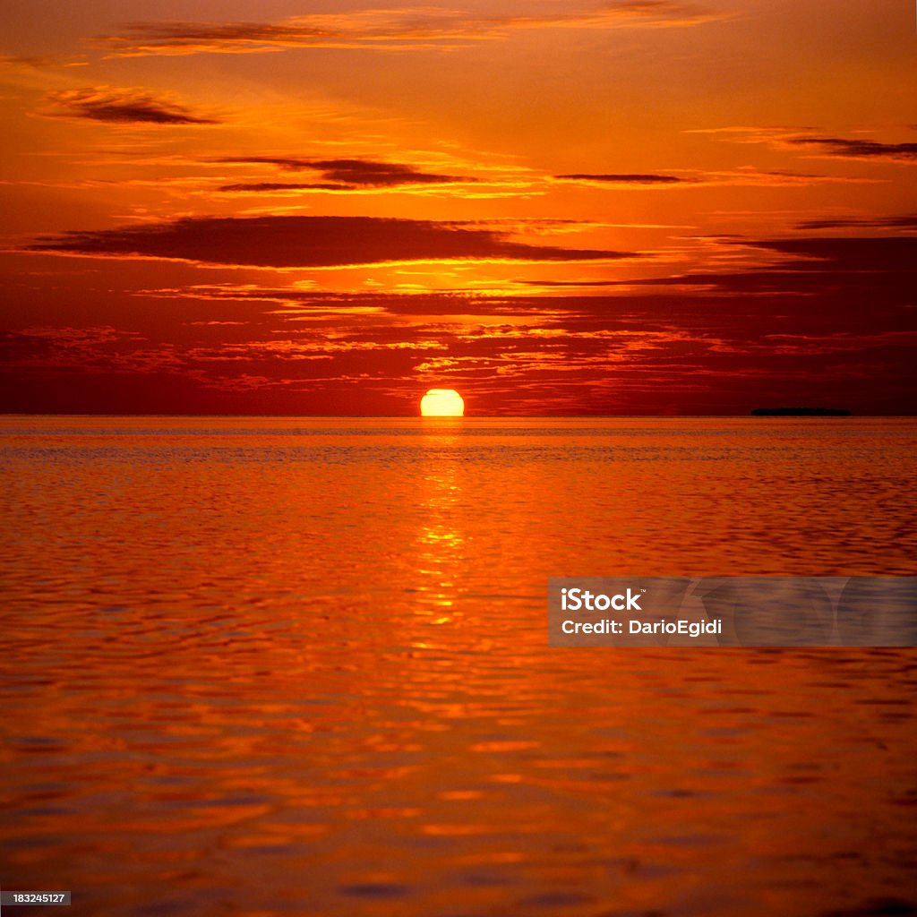 Wonderful sunset on the sea with red sky  Cloud - Sky Stock Photo