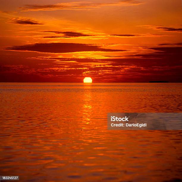 Wonderful Sunset On The Sea With Red Sky Stock Photo - Download Image Now - Cloud - Sky, Dusk, Landscape - Scenery