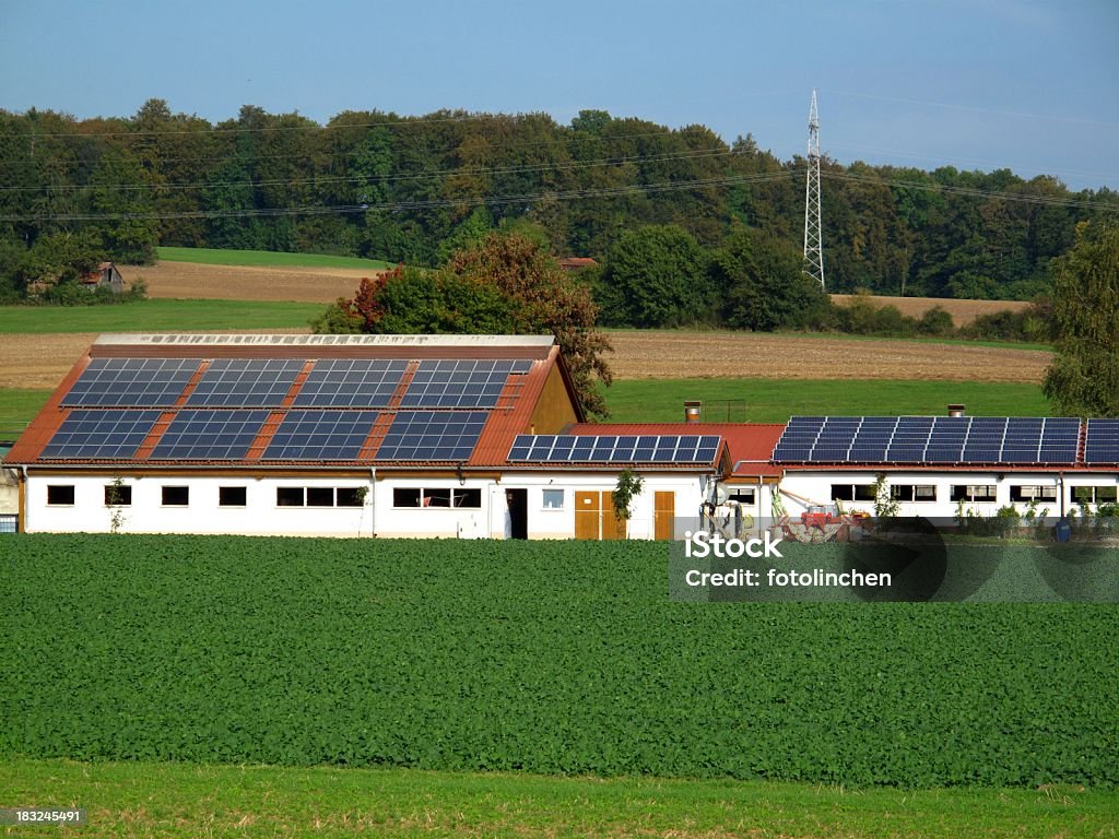 Farm mit Solarzellen - Lizenzfrei Sonnenkollektor Stock-Foto