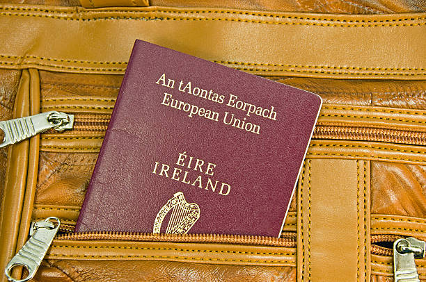 Irish EU  Passport in Carry-on stock photo
