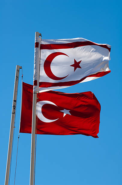 Turkish and Northern Cyprus flags stock photo