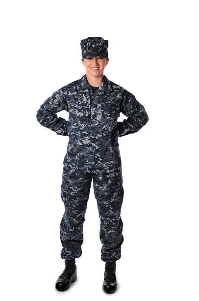 istock Female navy soldier in uniform 183246103