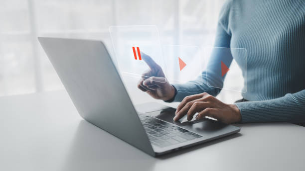istock Concepts of watching video clips from video clip hosting service platforms, watching entertainment media on websites or applications, uploading video clips to earn money from the platform. 1832463685