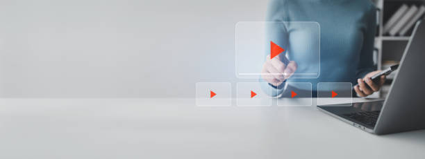 istock Concepts of watching video clips from video clip hosting service platforms, watching entertainment media on websites or applications, uploading video clips to earn money from the platform. 1832464227
