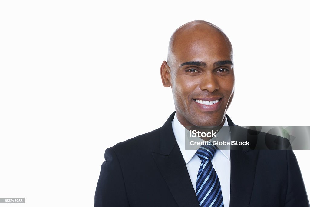 Feliz homem afro-americano de negócios contra fundo branco - Royalty-free Administrador Foto de stock