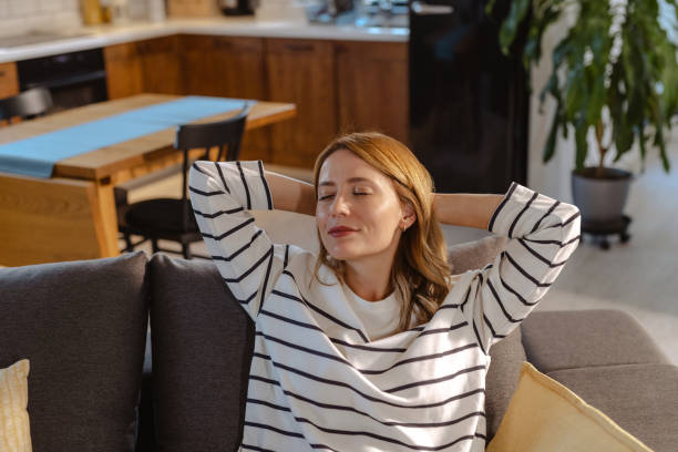 istock Relaxed beautiful woman at home 1832473319