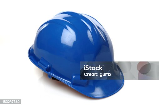 istock Isolated picture of a blue construction hat 183247360