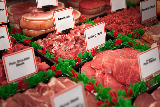 istock Selection of red meat at the butcher's counter 183248529