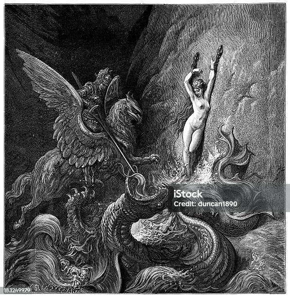 Damsel En Détresse Vecteurs libres de droits et plus d'images vectorielles de Gustave Doré - Gustave Doré, Kraken, Chevalier en armure