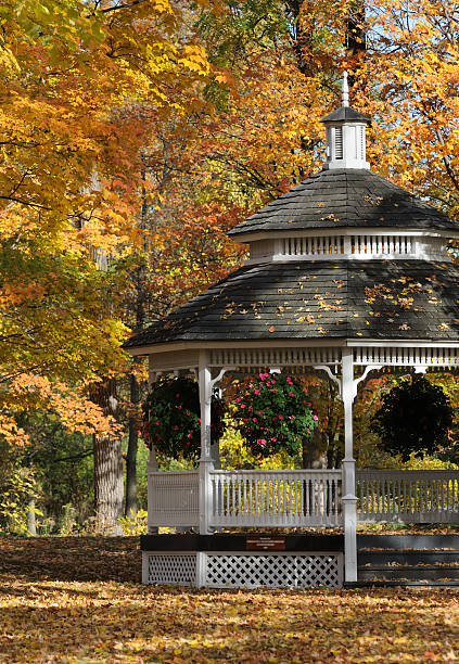 istock Beautiful gazebo in the autumn 183250027